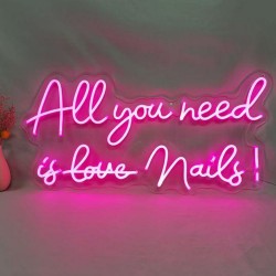 All You Need İs Love Nails Neon Led Tabela