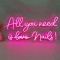 All You Need İs Love Nails Neon Led Tabela