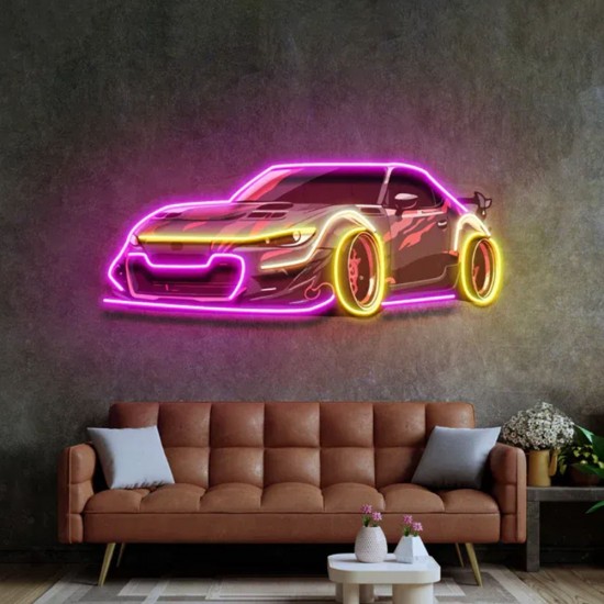 Araba Neon Art  UV Baskı Neon Led