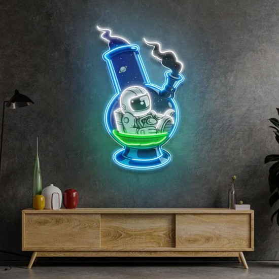 Astronot Bong UV Baskı Neon Led Tabela