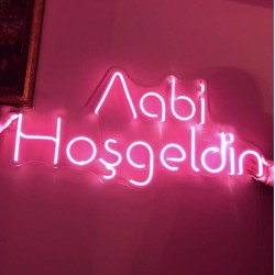 Aabi Hoşgeldin Neon Işıklı Şeffaf Pleksi