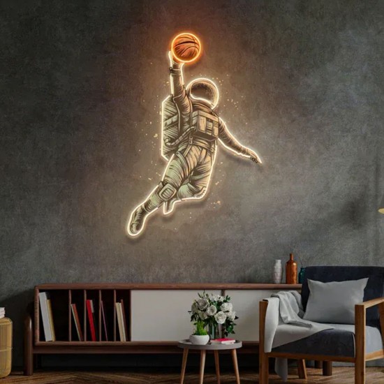 Basketbol Astronot UV Baskı Neon Led Tabela