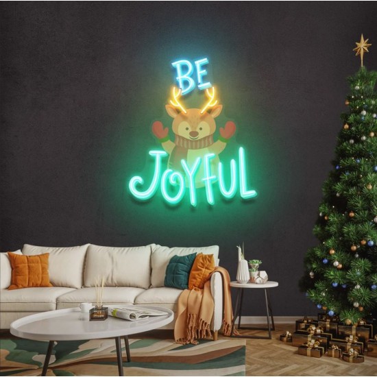 Be Joyful Geyik Yılbaşı Neon Led Tabela