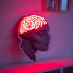 Brain Neon Işıklı Şeffaf Pleksi