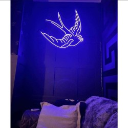 Bird Neon Işıklı Şeffaf Pleksi