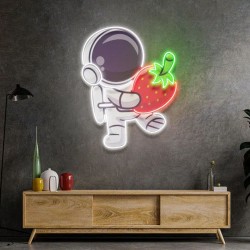 Astronot Tutan Çilek UV Baskı Neon Led Tabela