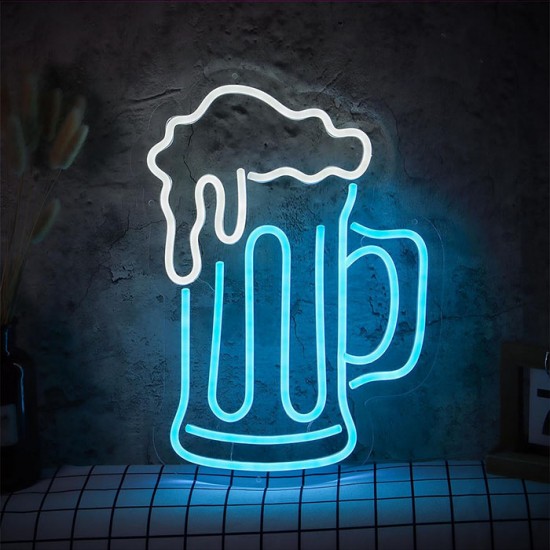 Mavi Bira Bardağı Neon Led Tabela